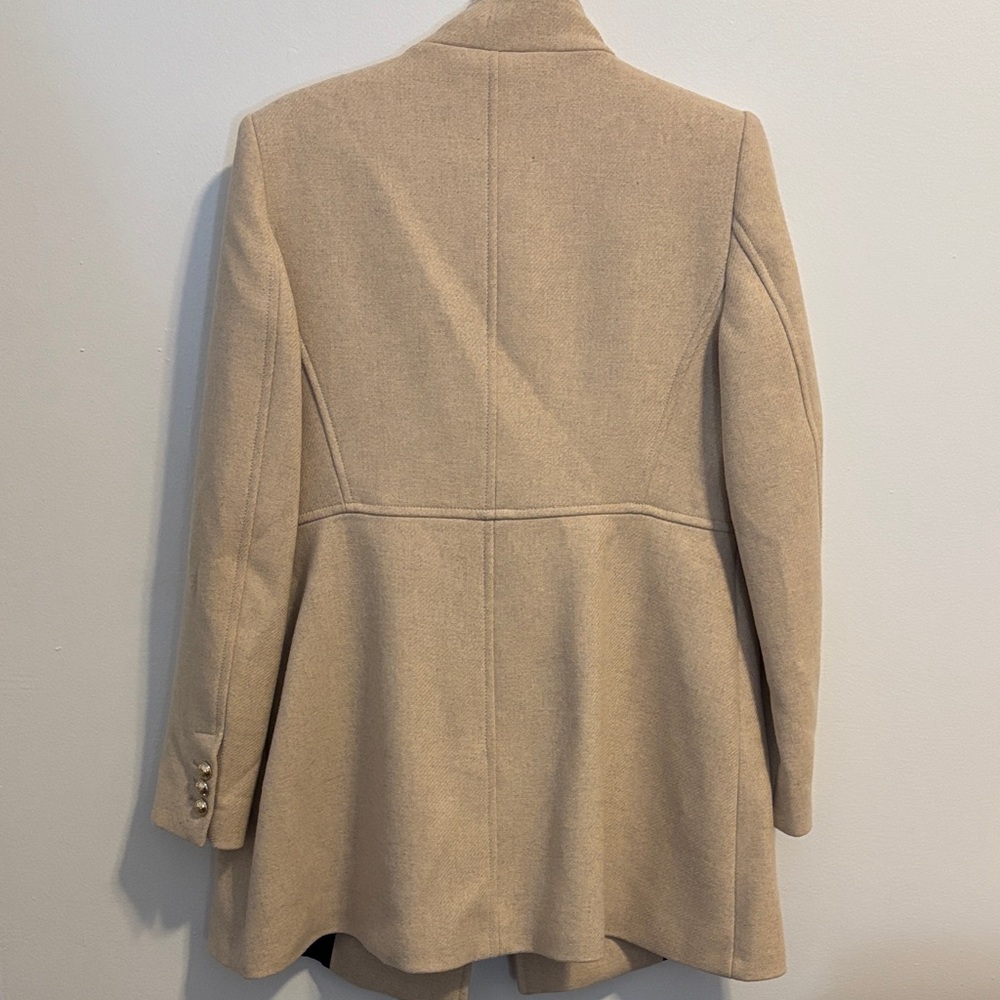 Zara Camel Beige Military-Style Coat with Gold Buttons *never worn-* - Picture 4 of 4